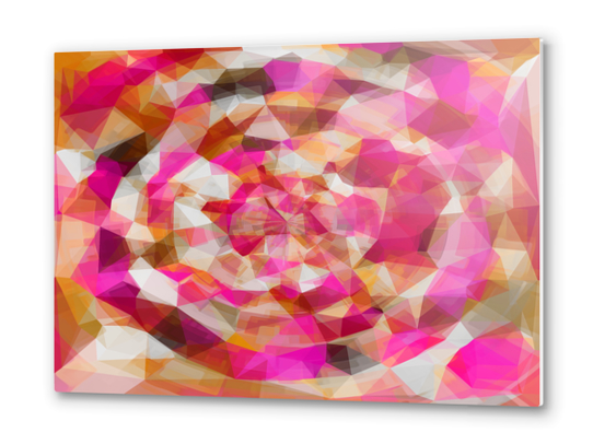 geometric polygon abstract pattern in pink orange brown Metal prints by Timmy333