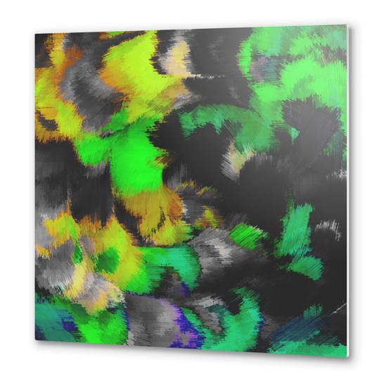 green black and yellow spiral painting abstract background Metal prints by Timmy333