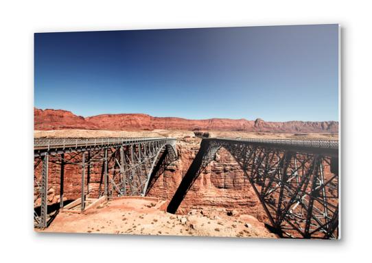 bridge in the desert with blue sky at Utah, USA Metal prints by Timmy333