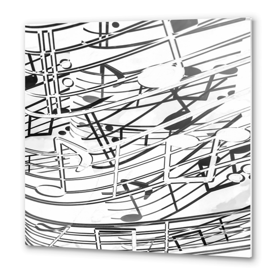 music note sign pattern abstract background in black and white Metal prints by Timmy333