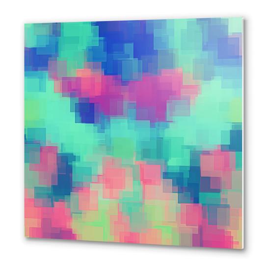 pink blue and green square pattern abstract background Metal prints by Timmy333