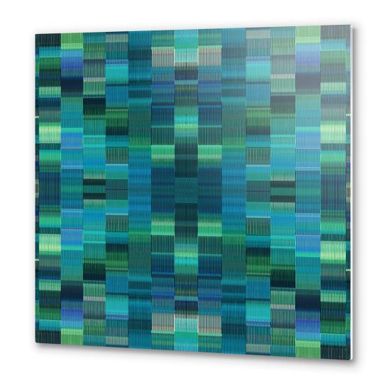 blue and green plaid pattern texture abstract background Metal prints by Timmy333