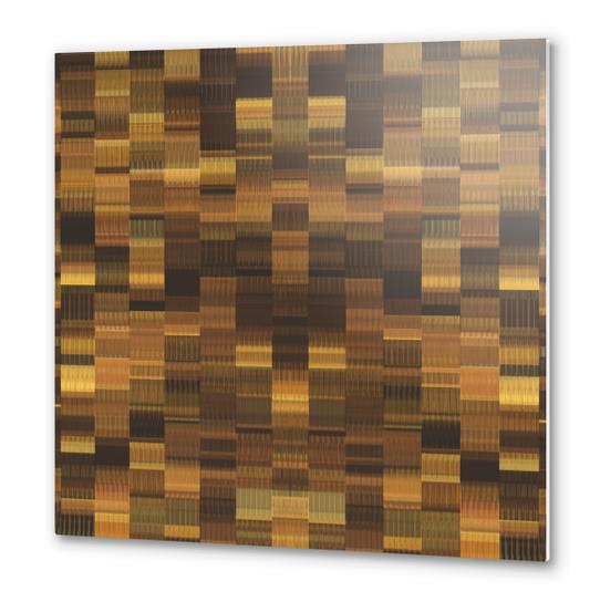 gold brown and black plaid pattern abstract background Metal prints by Timmy333