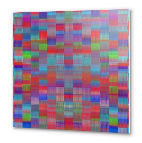 blue red green and pink plaid pattern abstract background Metal prints by Timmy333