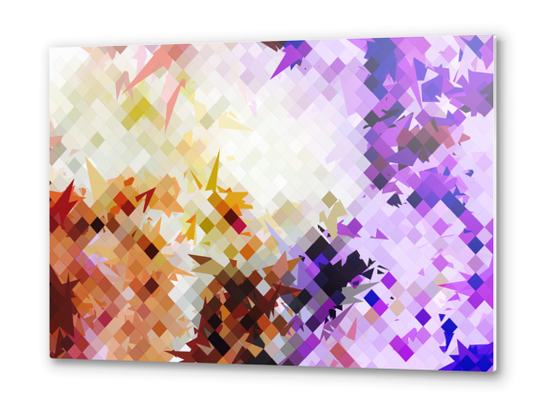 geometric square pixel pattern abstract background in purple brown Metal prints by Timmy333