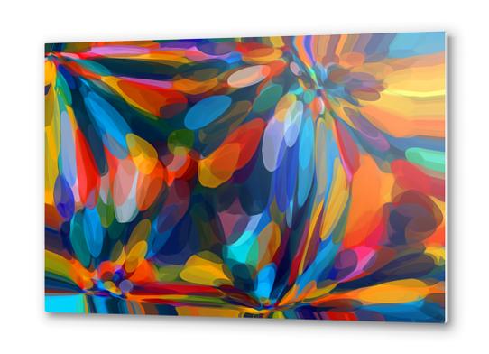 blue red orange yellow circle pattern abstract background Metal prints by Timmy333