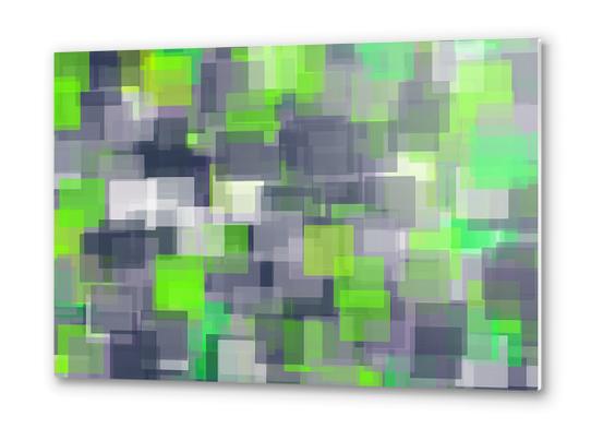 green black and white square pattern abstract background Metal prints by Timmy333