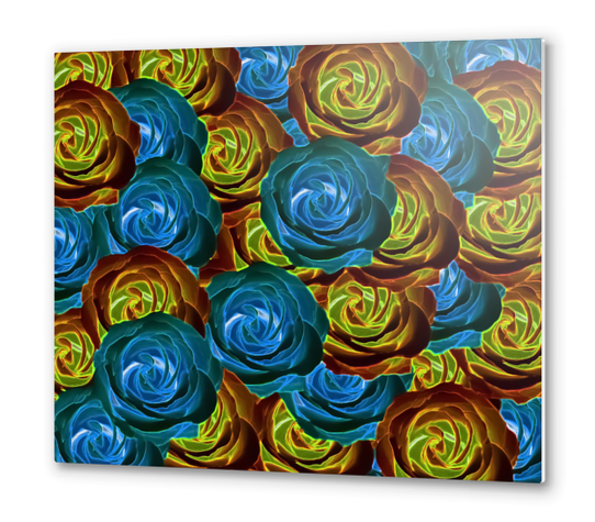 closeup rose pattern texture abstract in blue red and yellow Metal prints by Timmy333