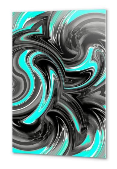 blue and black curly painting texture abstract background Metal prints by Timmy333