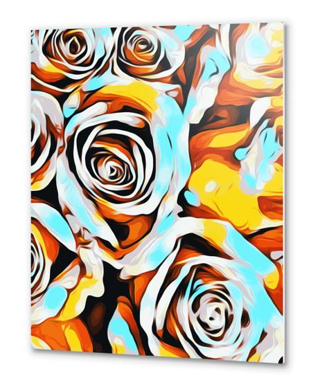 blue orange white and yellow roses texture abstract background Metal prints by Timmy333