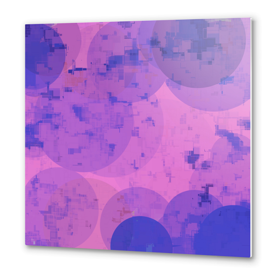 geometric circle and square pattern abstract in pink purple Metal prints by Timmy333