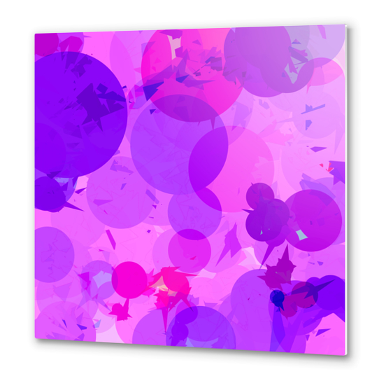 geometric circle and triangle pattern abstract in pink purple Metal prints by Timmy333