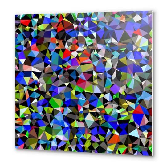 geometric triangle polygon pattern abstract background in blue red green Metal prints by Timmy333