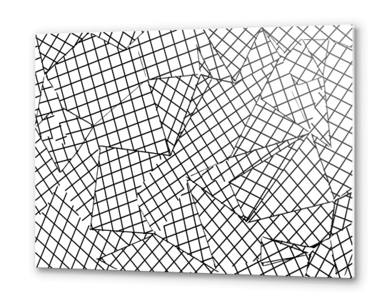 geometric square pattern abstract background in black and white Metal prints by Timmy333