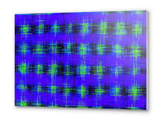 plaid pattern abstract texture in blue green black Metal prints by Timmy333