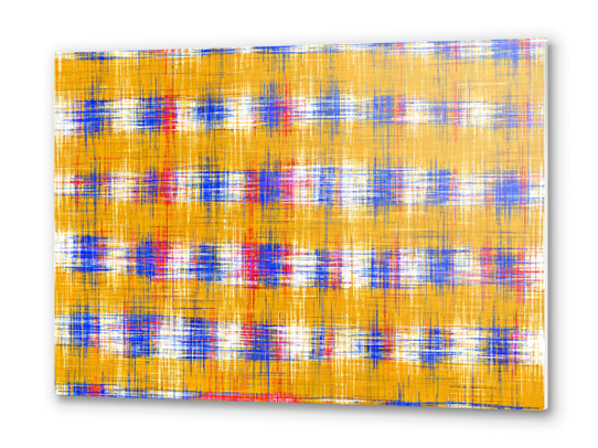 plaid pattern abstract texture in yellow blue pink Metal prints by Timmy333