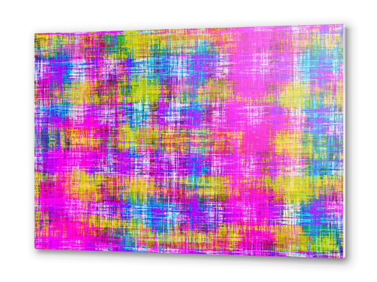 plaid pattern painting texture abstract background in pink purple blue yellow Metal prints by Timmy333