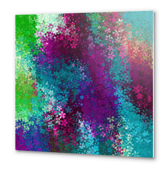 flower pattern abstract background in purple pink blue green Metal prints by Timmy333