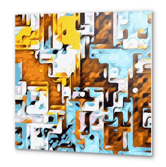 brown yellow and blue drawing abstract background Metal prints by Timmy333