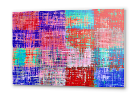 square plaid pattern texture abstract in red blue pink purple Metal prints by Timmy333