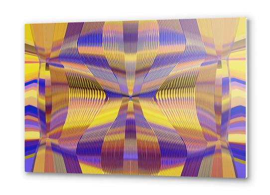 blue purple yellow and gold lines drawing abstract background Metal prints by Timmy333