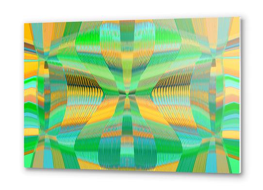 green and yellow lines drawing texture abstract background Metal prints by Timmy333