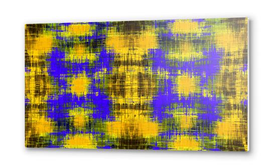 yellow purple and black plaid pattern abstract background Metal prints by Timmy333