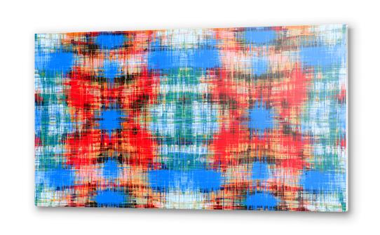 red blue green and black plaid pattern abstract background Metal prints by Timmy333