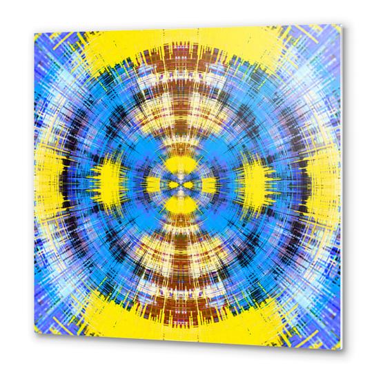 blue yellow and brown circle plaid pattern abstract background Metal prints by Timmy333