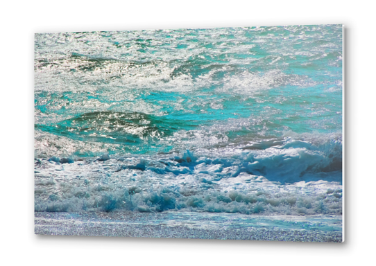 blue ocean wave texture abstract background Metal prints by Timmy333