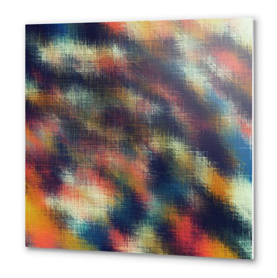 red pink yellow blue and black plaid pattern abstract background Metal prints by Timmy333