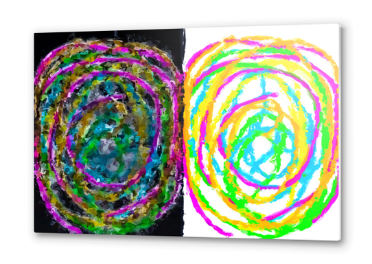 colorful circle pattern drawing abstract with black and white background Metal prints by Timmy333