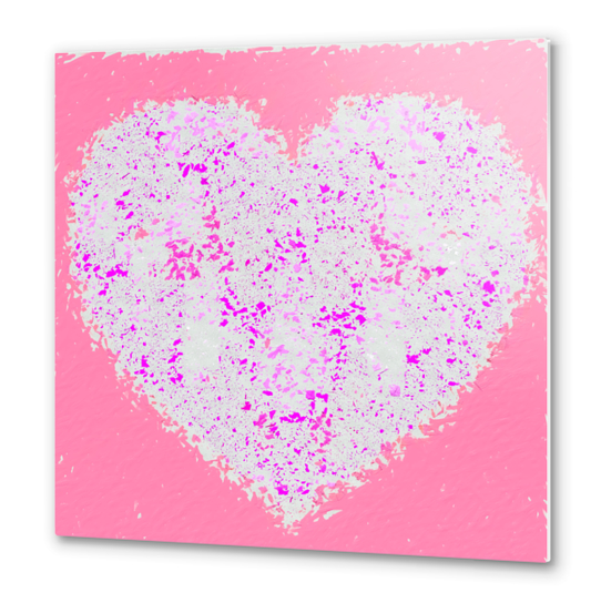 pink and white heart shape with pink background Metal prints by Timmy333