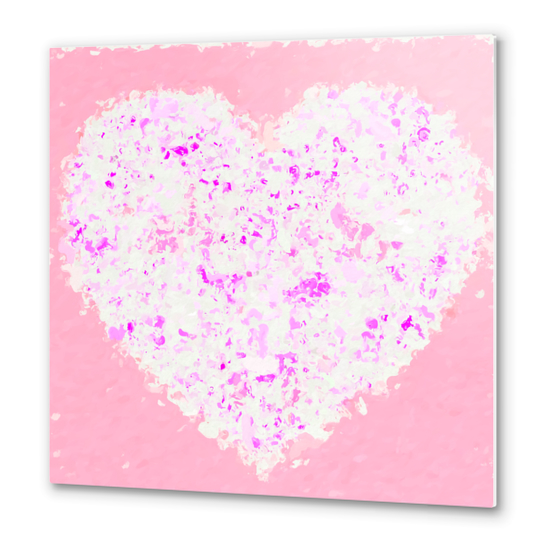 white and pink heart shape with pink background Metal prints by Timmy333