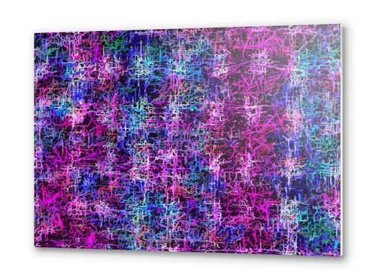 psychedelic abstract art pattern texture background in pink blue black Metal prints by Timmy333