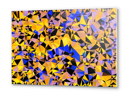 geometric triangle pattern abstract in orange blue yellow Metal prints by Timmy333