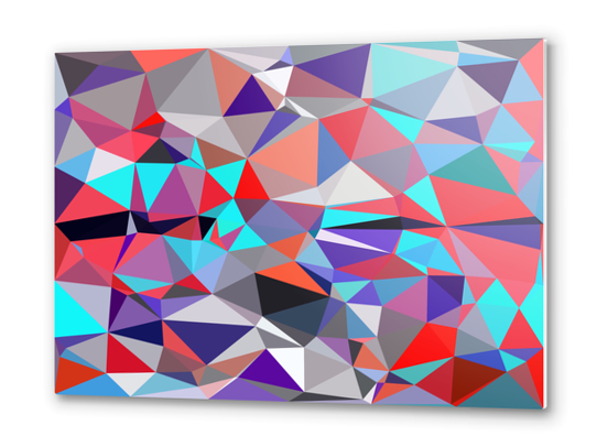 geometric triangle polygon pattern abstract background in red blue purple Metal prints by Timmy333