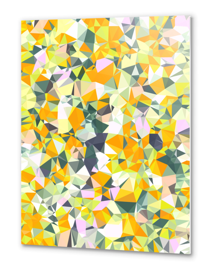 geometric triangle pattern abstract in orange green yellow Metal prints by Timmy333