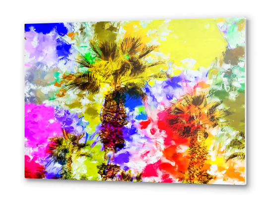 palm tree with colorful painting texture abstract background Metal prints by Timmy333