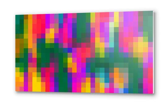 pink blue green orange yellow and purple pixel background Metal prints by Timmy333