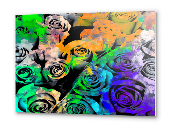 rose texture pattern abstract with splash painting in orange green blue purple Metal prints by Timmy333