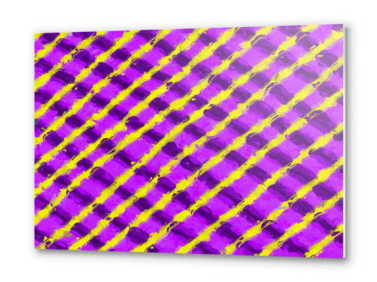 line pattern painting abstract background in purple and yellow Metal prints by Timmy333