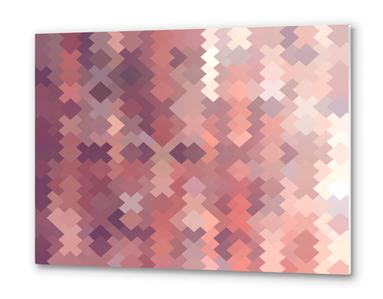 geometric square pixel pattern abstract in brown Metal prints by Timmy333