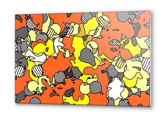 psychedelic graffiti drawing and painting abstract in orange and yellow Metal prints by Timmy333