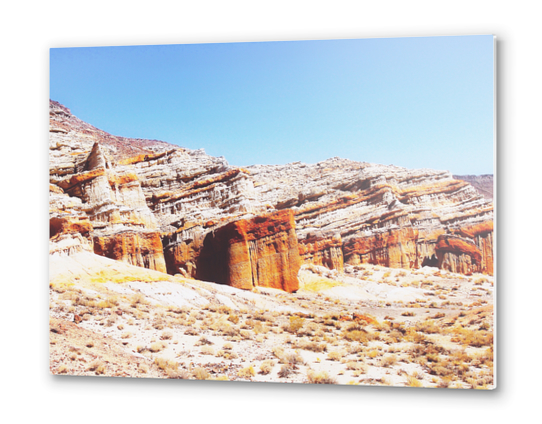 sand desert with orange mountain in California, USA with summer blue sky Metal prints by Timmy333