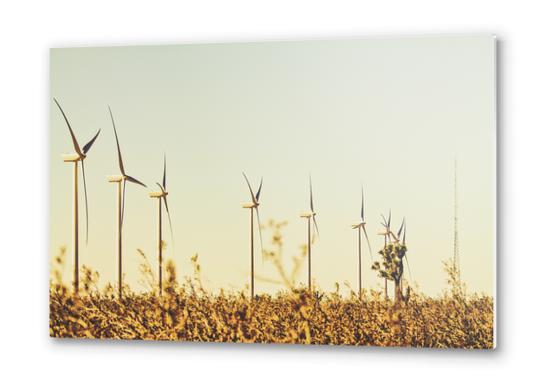 wind turbine in the middle of the desert Metal prints by Timmy333