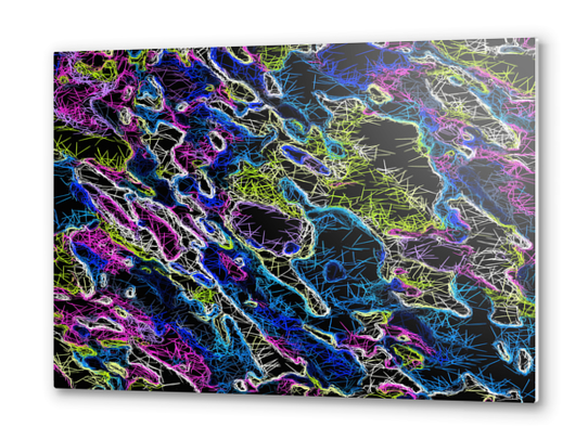 psychedelic rotten sketching texture abstract background in blue yellow pink Metal prints by Timmy333