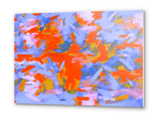 splash painting texture abstract background in red blue orange Metal prints by Timmy333