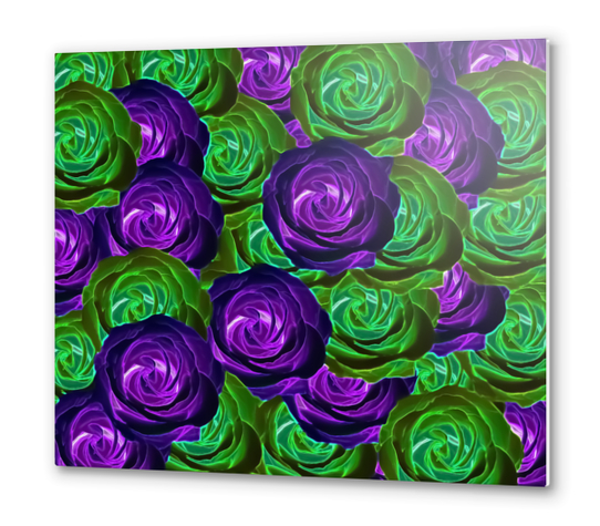 blooming rose texture pattern abstract background in purple and green Metal prints by Timmy333