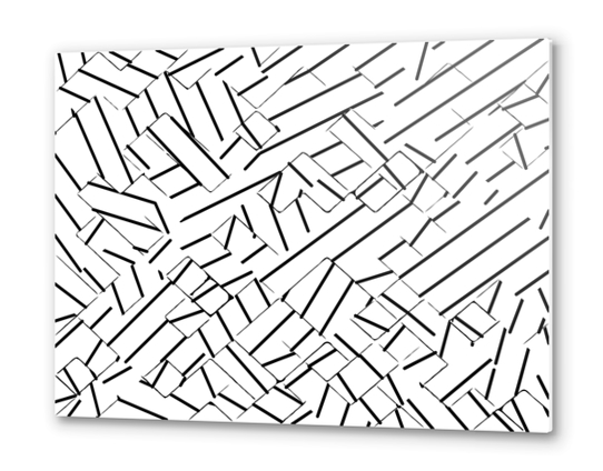 geometric line abstract pattern abstract in black and white Metal prints by Timmy333